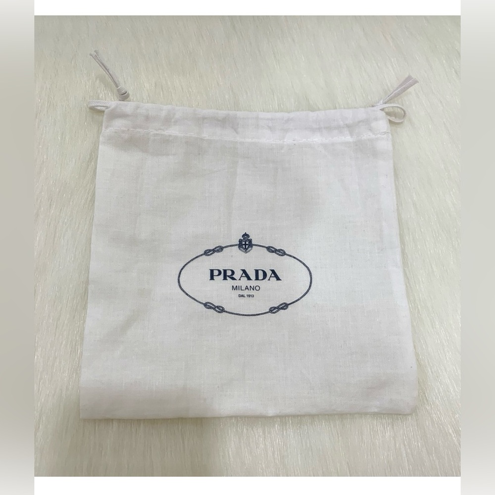 Authentic Prada White-Navy Small Drawstring Pouch… - image 1